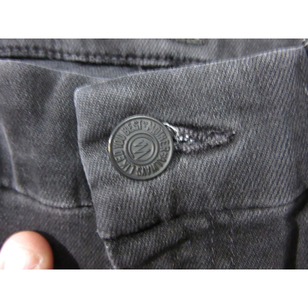 Mother Jeans Womens 27 Black High Waisted Looker Raw Hem Distressed USA - Picture 10 of 16